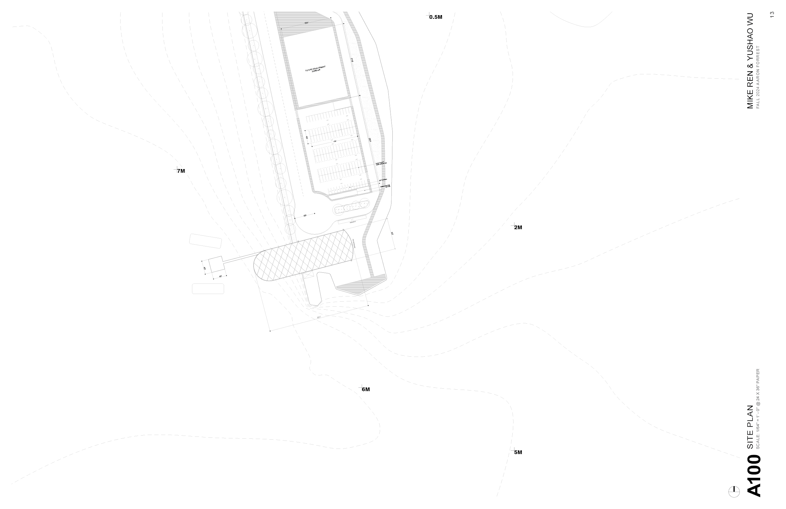 Site plan — the terminal at the cap of the marina